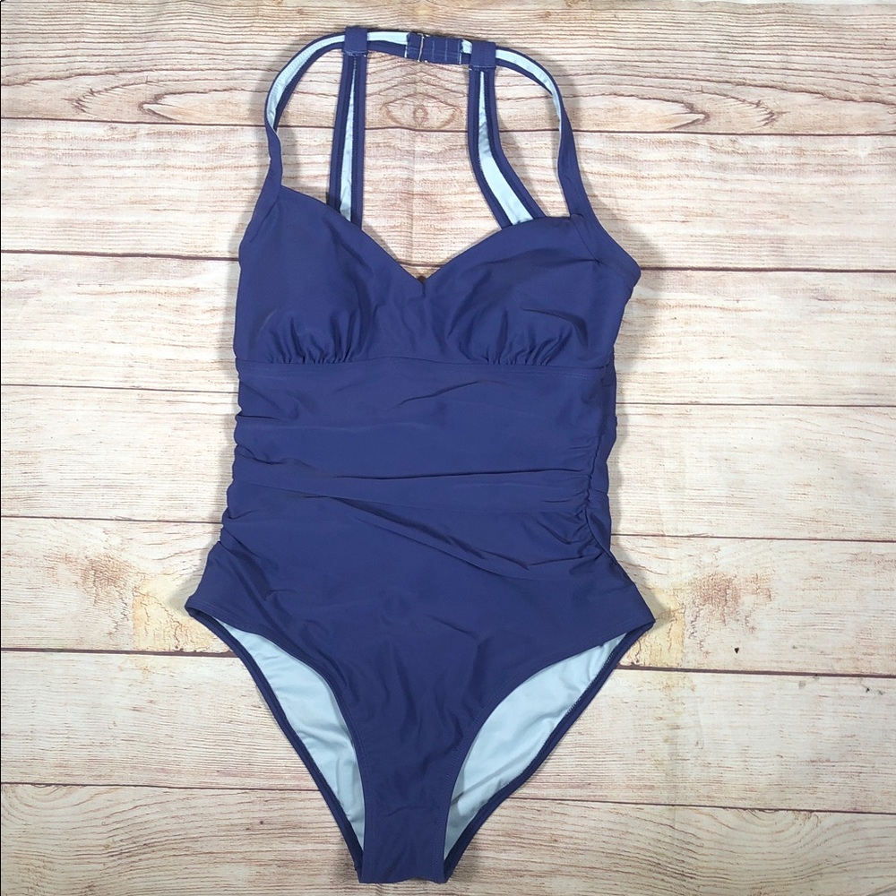 NWT Purple One-Piece Tummy Control‎ Slimming Shaping Swimsuit with Strappy Back